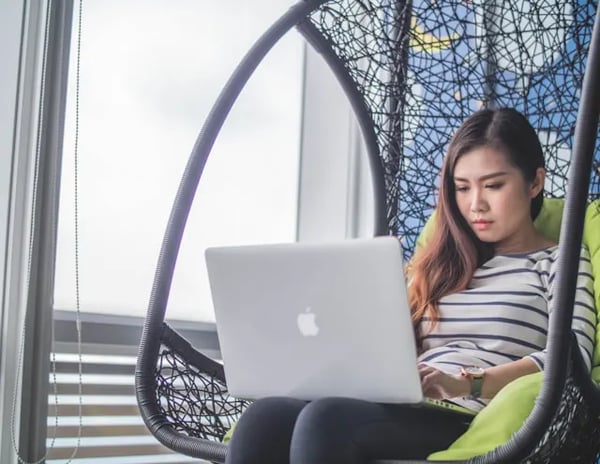 A remote employee works from home.